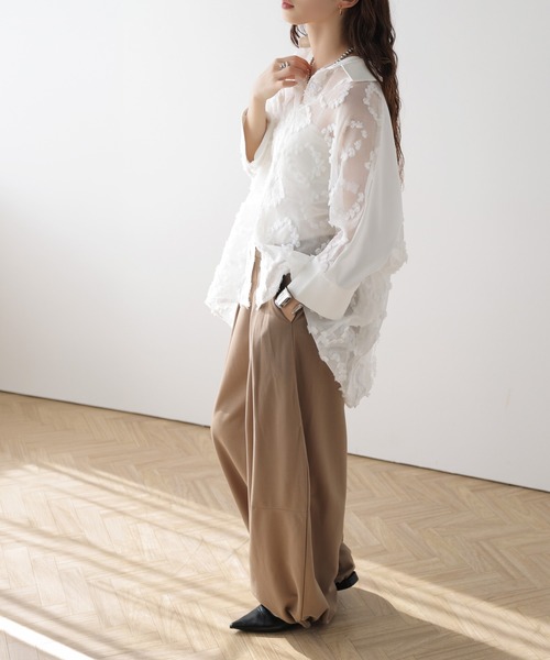 AMELY(エミリー)の「フリンジシアーシャツ(シャツ/ブラウス・レディース・ブラック/ホワイト・フリー)」の7枚目の写真