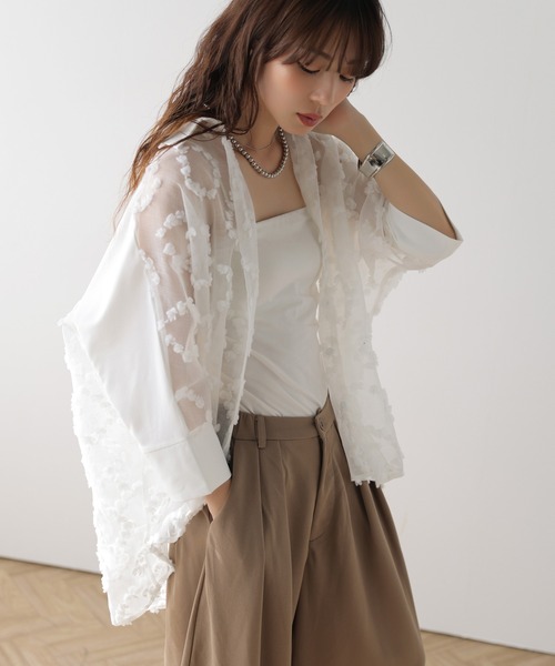 AMELY(エミリー)の「フリンジシアーシャツ(シャツ/ブラウス・レディース・ブラック/ホワイト・フリー)」の8枚目の写真