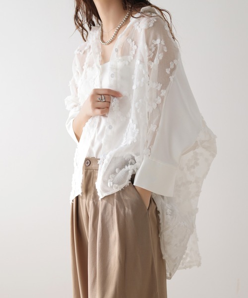 AMELY(エミリー)の「フリンジシアーシャツ(シャツ/ブラウス・レディース・ブラック/ホワイト・フリー)」の10枚目の写真