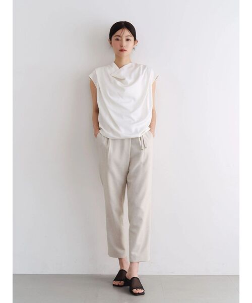 TONAL(トーナル)の「フェイクリネンアシメテーパードパンツ(その他パンツ・レディース・グレー/ベージュ/ネイビー・MEDIUM/SMALL)」の6枚目の写真