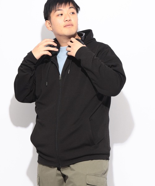 B&T CLUB(ビーティークラブ)の「パーカー 長袖 メンズ 大きいサイズ 快ラクWEAR フルジップ B&T CLUB (ビーアンドティークラブ)(パーカー・メンズ・グレー/ブラック・X1(3L~4L)/X2(4L~5L)/X3(6L~7L))」の7枚目の写真