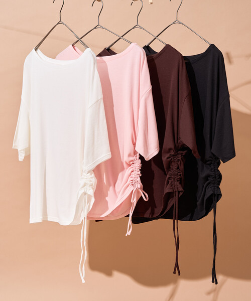 FREAK'S STORE(フリークスストア)の「シアーコットン ルーズボートネック Tシャツ/シアーTシャツ(Tシャツ/カットソー・レディース・ブラウン/ピンク/オフホワイト/ブラック・フリ-)」の16枚目の写真