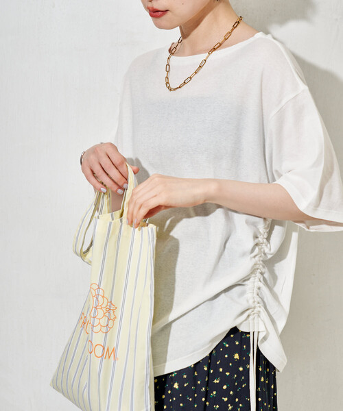 FREAK'S STORE(フリークスストア)の「シアーコットン ルーズボートネック Tシャツ/シアーTシャツ(Tシャツ/カットソー・レディース・ブラウン/ピンク/オフホワイト/ブラック・フリ-)」の10枚目の写真