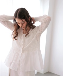 Jines | メッシュ編みペプラムカーディガン(カーディガン/ボレロ)