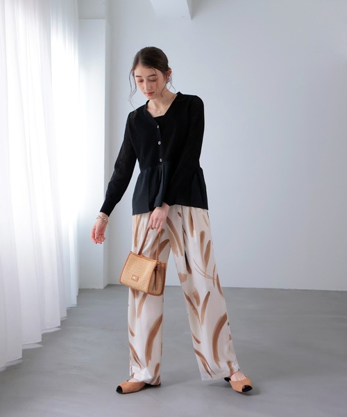 Jines（ジネス）の「メッシュ編みペプラムカーディガン（カーディガン/ボレロ・レディース・ブラック/ホワイト・38）」の8枚目の写真