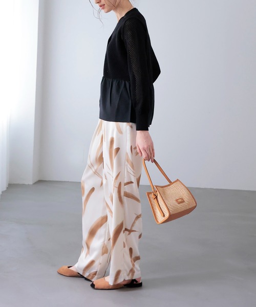 Jines（ジネス）の「メッシュ編みペプラムカーディガン（カーディガン/ボレロ・レディース・ブラック/ホワイト・38）」の9枚目の写真