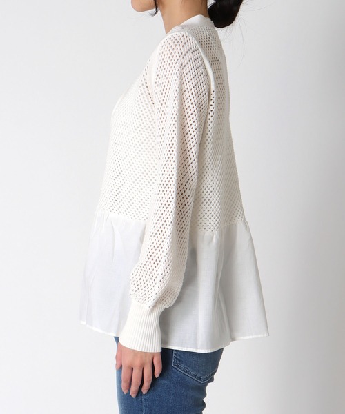 Jines（ジネス）の「メッシュ編みペプラムカーディガン（カーディガン/ボレロ・レディース・ブラック/ホワイト・38）」の19枚目の写真
