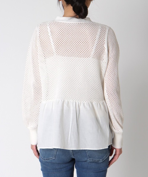 Jines（ジネス）の「メッシュ編みペプラムカーディガン（カーディガン/ボレロ・レディース・ブラック/ホワイト・38）」の20枚目の写真