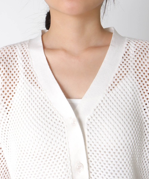 Jines（ジネス）の「メッシュ編みペプラムカーディガン（カーディガン/ボレロ・レディース・ブラック/ホワイト・38）」の21枚目の写真