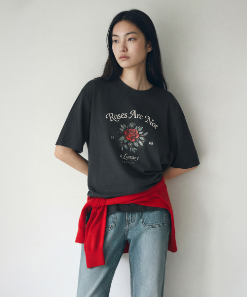 SIYAZU(シヤジュ)の「SIED26-1 ローズ 半袖Tシャツ_チャコール(Tシャツ/カットソー・レディース・チャコール・ONE)」の4枚目の写真