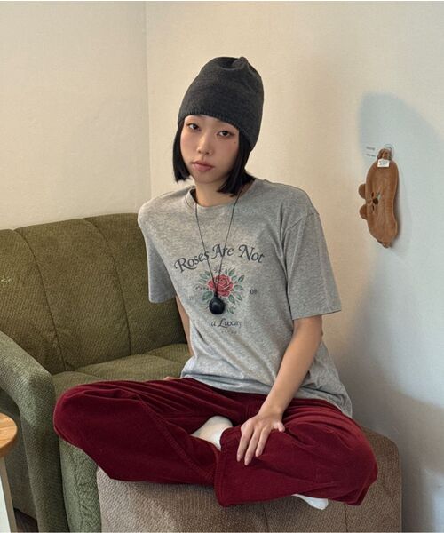 SIYAZU(シヤジュ)の「SIED26-1 ローズ 半袖Tシャツ_チャコール(Tシャツ/カットソー・レディース・チャコール・ONE)」の5枚目の写真