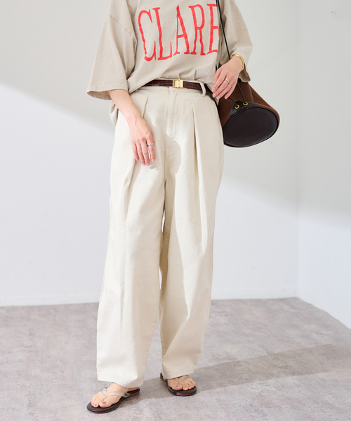 FRAMeWORK（フレームワーク）の「コットンドリルタックパンツ（その他パンツ・レディース・アイボリー/キャメル・36/38）」の13枚目の写真