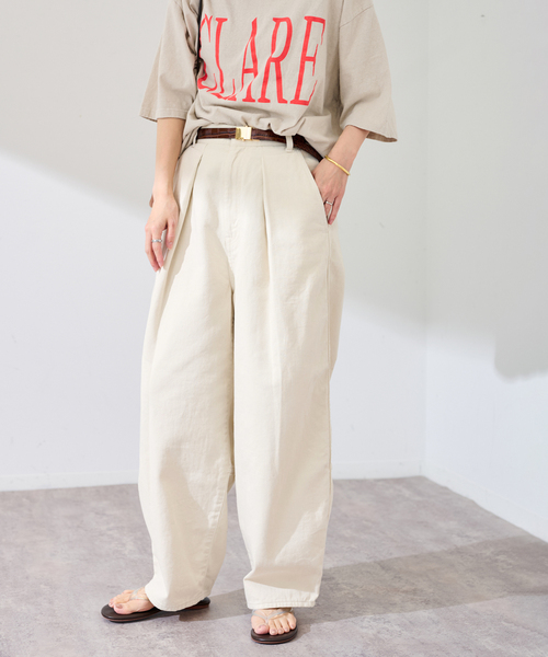 FRAMeWORK（フレームワーク）の「コットンドリルタックパンツ（その他パンツ・レディース・アイボリー/キャメル・36/38）」の14枚目の写真