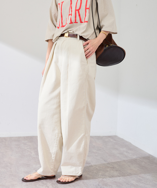 FRAMeWORK（フレームワーク）の「コットンドリルタックパンツ（その他パンツ・レディース・アイボリー/キャメル・36/38）」の15枚目の写真