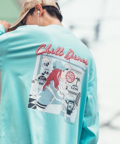 En serio TOKYO(エンソリオトーキョー)の「【SIDEWAYSTANCE】チルダイナー長袖Tシャツ SIDE23-159(Tシャツ/カットソー・メンズ・ブルー/ブラック/ホワイト・MEDIUM/X-LARGE/SMALL/LARGE)」の3枚目の写真