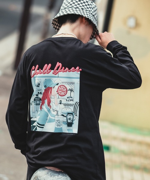 En serio TOKYO(エンソリオトーキョー)の「【SIDEWAYSTANCE】チルダイナー長袖Tシャツ SIDE23-159(Tシャツ/カットソー・メンズ・ブルー/ブラック/ホワイト・MEDIUM/X-LARGE/SMALL/LARGE)」の1枚目の写真