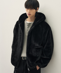 DRAW FIT（ドローフィット）の「ベアロンファーフードジップアップジャケット[ブラック]（その他アウター）」