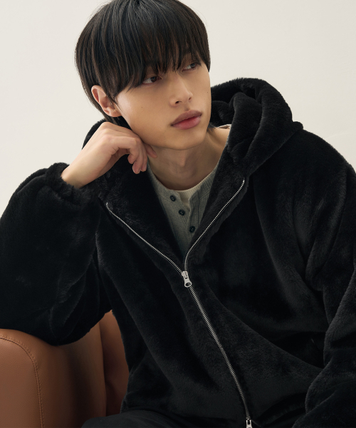 DRAW FIT（ドローフィット）の「ベアロンファーフードジップアップジャケット[ブラック]（その他アウター・メンズ・その他・M/L/XL）」の3枚目の写真