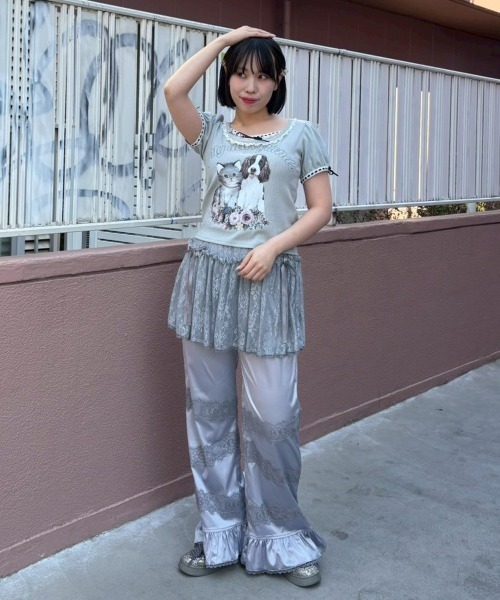 Candy Stripper（キャンディストリッパー）の「FASCINATING SATIN LAYERED パンツ（その他パンツ・レディース・ブラック/ライトブルー/グレー・FREE）」の14枚目の写真