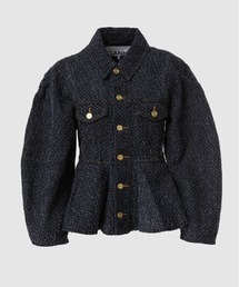 GANNI（ガニー）の「Tweed Denim Peplum Jacket（その他アウター）」