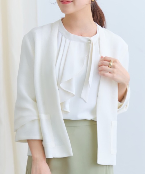 COHINA(コヒナ)の「アシメタイラッフルブラウス 【低身長・小柄女性】(シャツ/ブラウス・レディース・ホワイト/ピンク・ONE SIZE)」の1枚目の写真