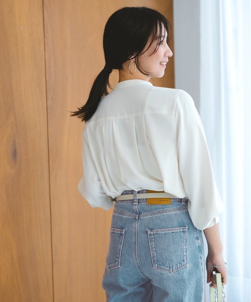 COHINA(コヒナ)の「アシメタイラッフルブラウス 【低身長・小柄女性】(シャツ/ブラウス・レディース・ホワイト/ピンク・ONE SIZE)」の7枚目の写真