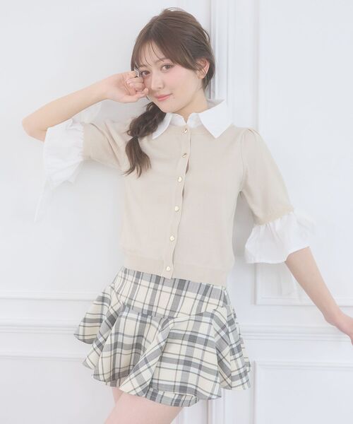 MAJESTIC LEGON(マジェスティックレゴン)の「袖リボンシャツレイヤードライクカーデ(ニット/セーター・レディース・ネイビー/ブラック/ブラック系その他/ベージュ・MEDIUM)」の9枚目の写真