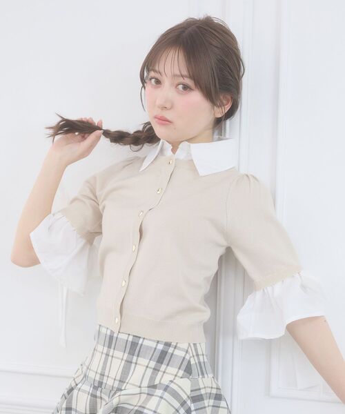 MAJESTIC LEGON(マジェスティックレゴン)の「袖リボンシャツレイヤードライクカーデ(ニット/セーター・レディース・ネイビー/ブラック/ブラック系その他/ベージュ・MEDIUM)」の12枚目の写真