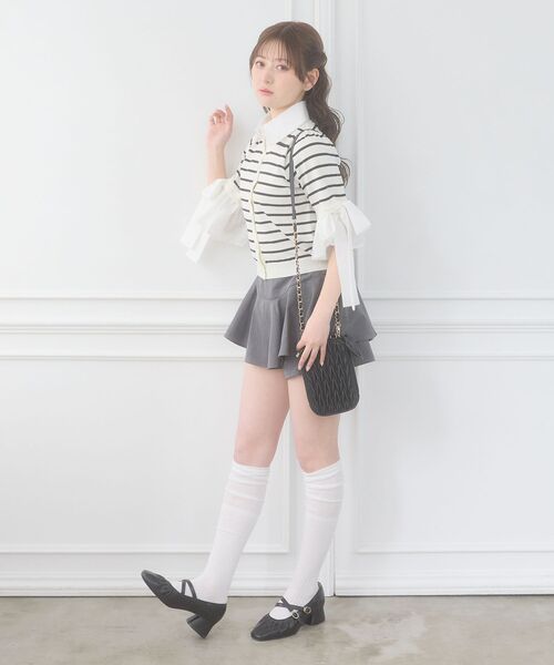 MAJESTIC LEGON(マジェスティックレゴン)の「袖リボンシャツレイヤードライクカーデ(ニット/セーター・レディース・ネイビー/ブラック/ブラック系その他/ベージュ・MEDIUM)」の7枚目の写真