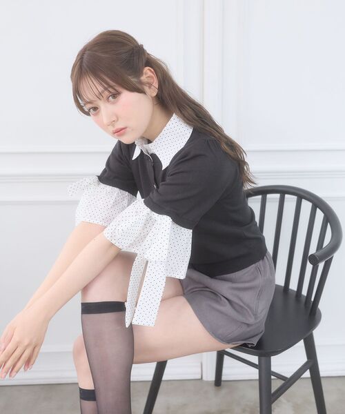 MAJESTIC LEGON(マジェスティックレゴン)の「袖リボンシャツレイヤードライクカーデ(ニット/セーター・レディース・ネイビー/ブラック/ブラック系その他/ベージュ・MEDIUM)」の14枚目の写真