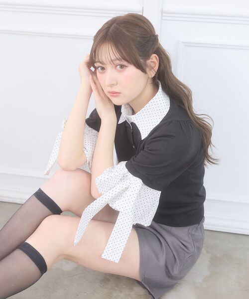 MAJESTIC LEGON(マジェスティックレゴン)の「袖リボンシャツレイヤードライクカーデ(ニット/セーター・レディース・ネイビー/ブラック/ブラック系その他/ベージュ・MEDIUM)」の18枚目の写真