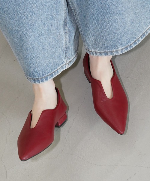 chuclla(チュクラ)の「ポインテッドトゥローヒールパンプス chs26s023(パンプス・レディース・ワインレッド/ブラック・37/36/39/38)」の12枚目の写真