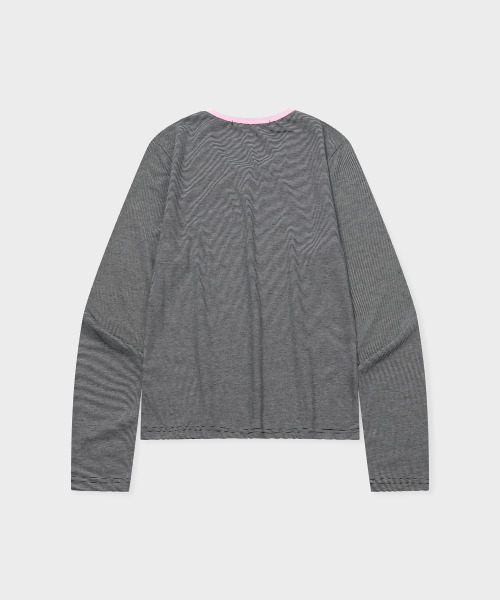 GRUNDEN（グルンデン）の「WEEKENDER STRIPE TOP (BLACK-PINK)（Tシャツ/カットソー・レディース・その他・OS）」の2枚目の写真