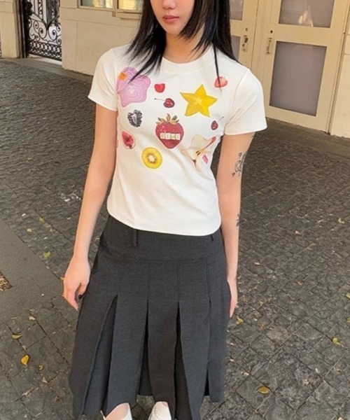 Vipoa（ヴィポア）の「fruit print tee（Tシャツ/カットソー・レディース・ホワイト・FREE）」の3枚目の写真