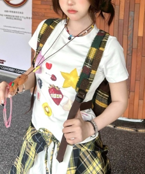 Vipoa（ヴィポア）の「fruit print tee（Tシャツ/カットソー・レディース・ホワイト・FREE）」の6枚目の写真