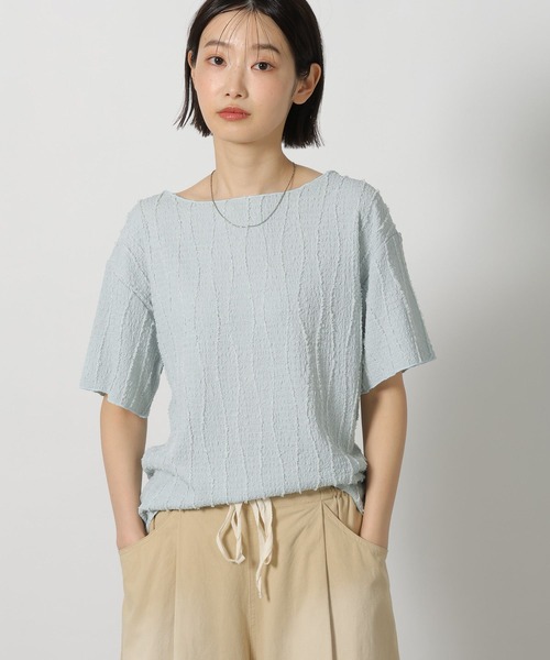 LAKOLE(ラコレ)の「フリンジジャガード半袖 / 654825(Tシャツ/カットソー・レディース・ライトブルー/アイボリー/ブラック/イエロー・FREE)」の3枚目の写真