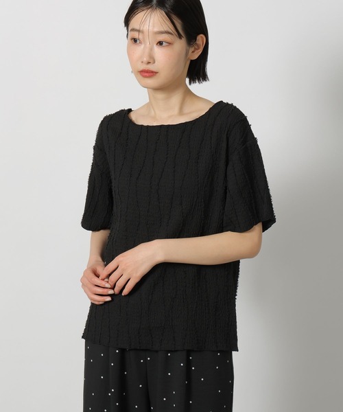LAKOLE(ラコレ)の「フリンジジャガード半袖 / 654825(Tシャツ/カットソー・レディース・ライトブルー/アイボリー/ブラック/イエロー・FREE)」の1枚目の写真