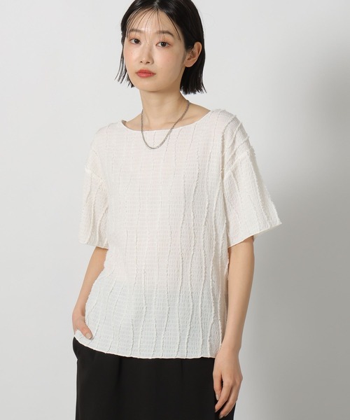 LAKOLE(ラコレ)の「フリンジジャガード半袖 / 654825(Tシャツ/カットソー・レディース・ライトブルー/アイボリー/ブラック/イエロー・FREE)」の12枚目の写真
