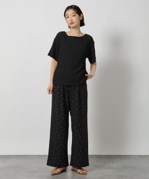 LAKOLE(ラコレ)の「フリンジジャガード半袖 / 654825(Tシャツ/カットソー・レディース・ライトブルー/アイボリー/ブラック/イエロー・FREE)」の5枚目の写真