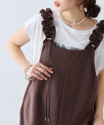 CIAOPANIC TYPY（チャオパニックティピー）の「【3サイズ展開】肩ドロストギャザーカットソポンチサロペット（つなぎ/オールインワン）」