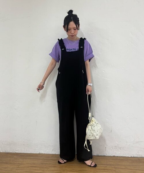 CIAOPANIC TYPY(チャオパニックティピー)の「【3サイズ展開】肩ドロストギャザーポンチサロペット(つなぎ/オールインワン・レディース・ブラウン/オフホワイト/ブラック/ブラック系その他・LARGE/MEDIUM/SMALL)」の17枚目の写真