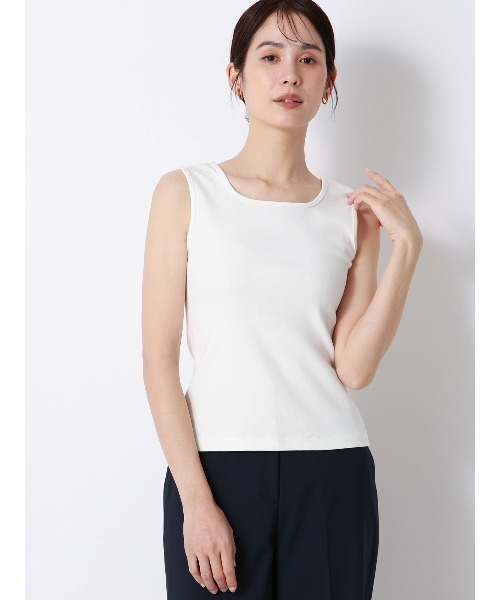 SUIT SQUARE(スーツスクエア)の「CHANTOWA/ノースリーブインナー/ウォッシャブル/接触冷感/コットンフライス/無地(Tシャツ/カットソー・レディース・ホワイト・FREE)」の1枚目の写真