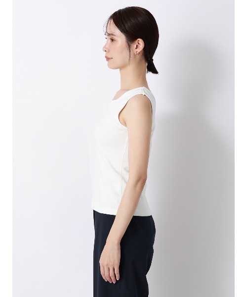 SUIT SQUARE(スーツスクエア)の「CHANTOWA/ノースリーブインナー/ウォッシャブル/接触冷感/コットンフライス/無地(Tシャツ/カットソー・レディース・ホワイト・FREE)」の3枚目の写真