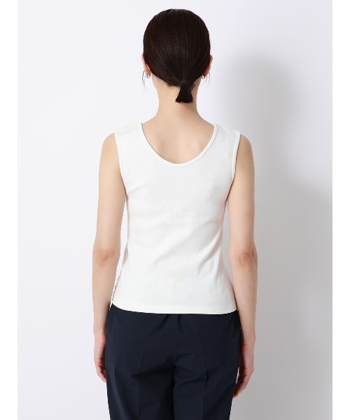 SUIT SQUARE(スーツスクエア)の「CHANTOWA/ノースリーブインナー/ウォッシャブル/接触冷感/コットンフライス/無地(Tシャツ/カットソー・レディース・ホワイト・FREE)」の4枚目の写真