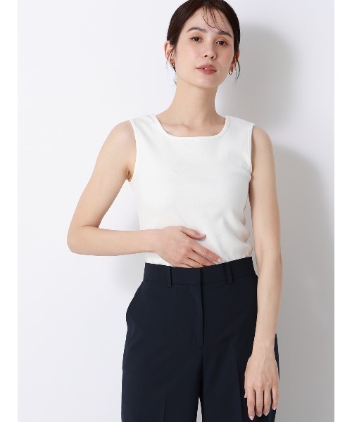 SUIT SQUARE(スーツスクエア)の「CHANTOWA/ノースリーブインナー/ウォッシャブル/接触冷感/コットンフライス/無地(Tシャツ/カットソー・レディース・ホワイト・FREE)」の5枚目の写真