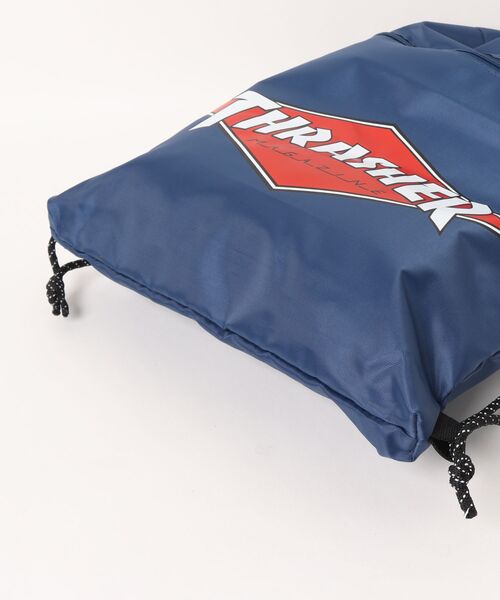 THRASHER（スラッシャー）の「THRASHER（スラッシャー）ブランドロゴプリント ナップサック（バックパック/リュック・メンズ・グレー/ブルー/ブラック・FREE）」の5枚目の写真