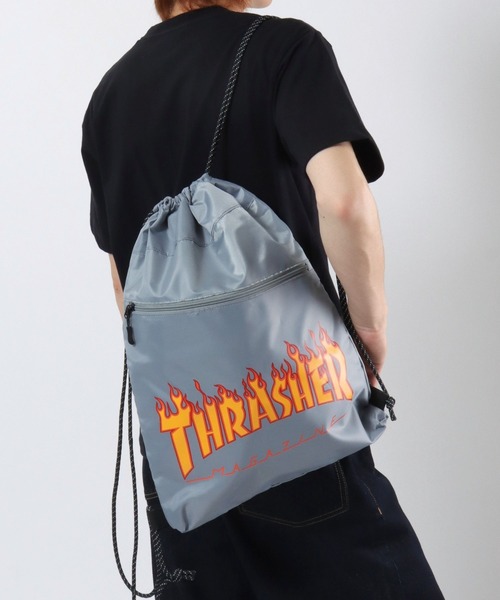 THRASHER（スラッシャー）の「THRASHER（スラッシャー）ブランドロゴプリント ナップサック（バックパック/リュック・メンズ・グレー/ブルー/ブラック・FREE）」の16枚目の写真