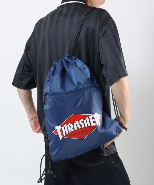 THRASHER（スラッシャー）の「THRASHER（スラッシャー）ブランドロゴプリント ナップサック（バックパック/リュック・メンズ・グレー/ブルー/ブラック・FREE）」の17枚目の写真