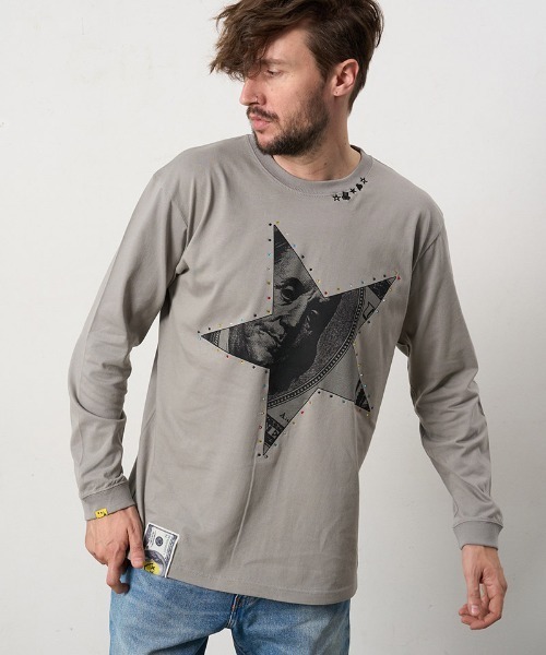 STUD MUFFIN(スタッドマフィン)の「mlt5683- 5.6ozコットン天竺ドルスターカラークリスタルLS Tシャツ(624-02897)(Tシャツ/カットソー・メンズ・ブラック/チャコールグレー/ホワイト・2/3/4)」の13枚目の写真