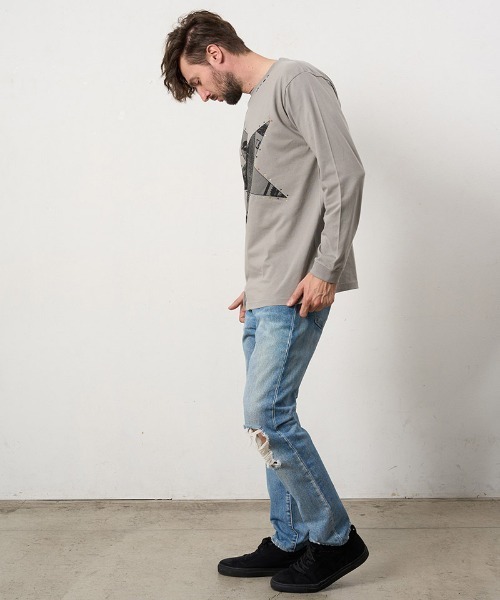 STUD MUFFIN(スタッドマフィン)の「mlt5683- 5.6ozコットン天竺ドルスターカラークリスタルLS Tシャツ(624-02897)(Tシャツ/カットソー・メンズ・ブラック/チャコールグレー/ホワイト・2/3/4)」の9枚目の写真